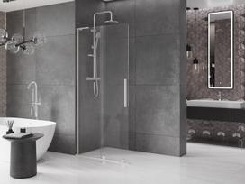 Mexen Velar L Stumdomos dušo sienelės Walk-in 120 x 200 cm, skaidrios 8 mm, šlifuotas nikelis - 871-120-003-03-97