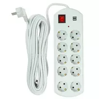 Power Plant, Llc EX610563 ilginimo laidas 10 m, 10 kištukinių lizdų, 2 USB-A prievadai
