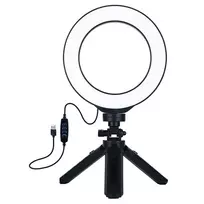 LED žiedinė šviesa 16 cm su trikoju 12-14,5 cm, USB