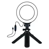 LED žiedo šviesa 12 cm su trikoju stovu iki 14,5 cm, USB