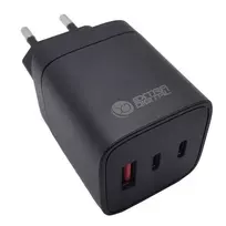 Įkroviklis EXTRA DIGITAL GaN 2x USB Type-C, USB Type-A: 65W, PPS