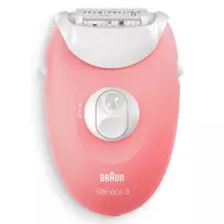 Braun Silk-épil 3 3-176 epiliatorius su 3 priedais, rožinė, balta, 20 pincetų, skutimas, AC, 100-240 V, 50-60 Hz