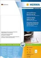 HERMA Premium adresų etiketės – popierius, matinis, nuolatinis lipnus sluoksnis, balta, 105 x 148 mm, 800 vnt. (800 lapų x 1) (8689)