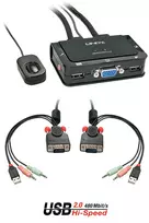 Lindy 2 prievadų VGA, USB 2.0 ir garso kabelių KVM jungiklis