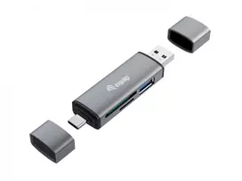„Equip“ kortelių skaitytuvas su USB 3.0 šakotuvu, OTG, MicroSD, SD, pilka