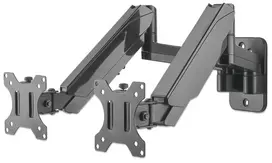 Manhattan Universal Dual TV ir monitorių laikiklis (dujinė spyruoklė, pilnas judesys), 17–32 colių, VESA 75x75 ir 100x100 mm, juodas
