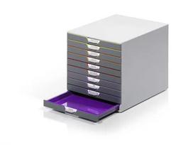 Durable VARICOLOR 10 plastikinė daugiaspalvė C4 dėžutė su stalčiais