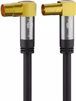 Goobay TV antenos laidas (135 dB tipas), 4x ekranuotas, 5 m – auksuotas, Koax lizdas 90° > Koax kištukas 90° (70466)