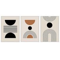 Drobės paveikslas Plakatas Rinkinys 3 VNT. 60x90 cm Modernus menas Abstrakcija — triptikas ant sienos, svetainės dekoracijos, boho grafika, paveikslai miegamajam, dideli plakatai, geometrinės sienų dekoracijos, drobė be rėmų