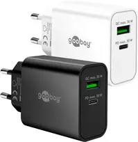 Goobay USB-C PD GaN dvigubas greitasis įkroviklis (30 W) Baltas (75336)
