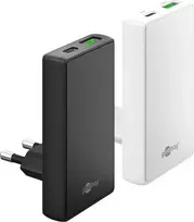 Goobay USB-C PD GaN dvigubas greitas įkroviklis 90° Flat 45 W juodas - 1x jungtis (75719)