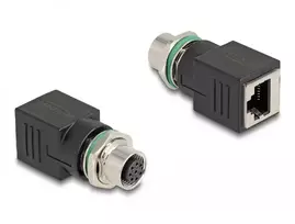 DeLOCK M12 adapteris A-koduotas 8 kontaktų moteriškas į RJ45 lizdą tiesus