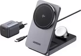 Belaidis įkroviklis UGREEN 3 viename 25W modelis 45025 telefonui, ausinėms ir išmaniajam laikrodžiui
