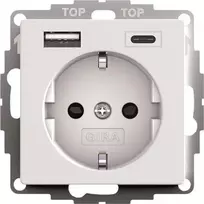 Gira SCHUKO USB maitinimo lizdas 2f System 55 model 245927, SCHUKO kištukinis lizdas su integruotu USB įkrovimu
