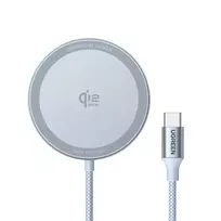 Belaidis automobilinis kroviklis UGREEN MagFlow (USB maitinimas, 12 V įvestis, pilka) išmaniesiems telefonams