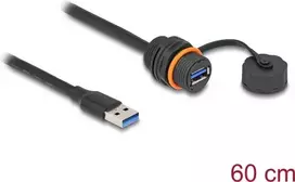 DeLOCK USB laidas USB Type-A lizdas į kištuką 5Gbps 60 cm juodas IP68