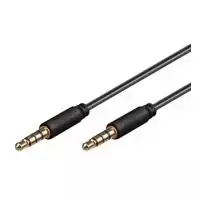 Wentronic Goobay 3,5 mm garso jungiamasis laidas, juodas, 1 m - 3,5 mm kištukas (4 kontaktai, stereo) > 3,5 mm kištukas (4 kontaktai, stereo) (63826)