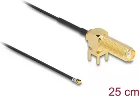 Koaksialinis kabelis DeLOCK 12028 0.25 m SMA I-PEX MHF4 juodas
