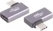 ShiverPeaks BS13-60001 USB4 adapteris iš USB-C kištuko į USB-C lizdą, 90° kampinis kairėn/dešinėn