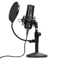 Studijinis mikrofonas TRUST GXT 269 Emita II – USB laidinis, metalinis korpusas, stalinis stovas, juodas (42×162×42 mm)