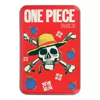 Žaidimo kortos Paladone One Piece metalinėje dėžutėje – standartinis kaladės dydis