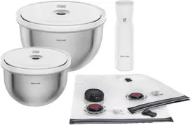 Vakuuminis maisto laikymo dubenėlių rinkinys ZWILLING Fresh&Save Bowl Starter Set 9 dalių nerūdijantis plienas
