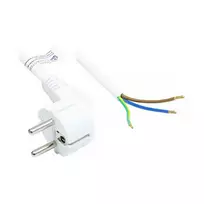 Good Connections maitinimo kabelis, kištukas su įžeminimo kontaktu E+F tipo (CEE 7/7, kampinis) su nuimta izoliacija galuose, baltas, 0,75 mm², 1,5 m (P0185-W015)