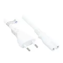 Euro-Netzkabel Euro-Stecker Typ C (gerade) an C7/Euro 8 Buchse (gerade), weiß, 0,75 mm², 1 m, Good Connections® (P0370-W010)