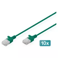 Pataisymo kabelis CAT 6 U-UTP Slim, DIGITUS DK-1618-010S-G-10 — 1 m, žalias, pakuotė po 10 vnt.