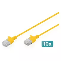 Patch kabelis DIGITUS CAT 6 U-UTP Slim, 2 m, geltonas, pakuotė po 10 vnt.