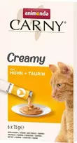 Šlapios katės skanėstai animonda Carny Chicken su taurinu 6 x 15 g, mėsinga pasta, 87% drėgmės