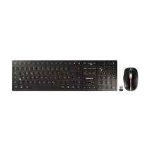Klaviatūros ir pelės rinkinys Cherry DW 9100 SLIM – belaidis RF + Bluetooth, QWERTY ispaniškas išdėstymas, 111 klavišų, juodas