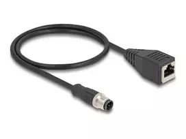 DeLOCK M12 adapterinis kabelis D-coded 4 kontaktų kištukas į RJ45 lizdą 50 cm