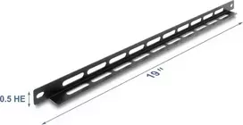 Montavimo komplektas DELOCK 67460 juodas metalinis L formos 19 colių 0,5U skydelis su kabelių raiščių tvirtinimu