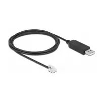 Adapterinis kabelis DeLOCK USB Type-A į serijinį RS-232 RJ12 su ESD apsauga, 2 m, juodas