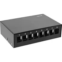 InLine 76268S dėžutė tinklo lizdams 8×RJ45 keystone, metalinė, juoda RAL9005