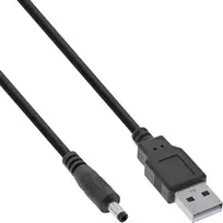 InLine USB DC maitinimo laidas, USB A kištukas – DC 4,0×1,70 mm lizdas, juodas, 1 m