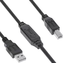 InLine USB 2.0 aktyvus kabelis, USB-A kištukas į USB-B kištuką, 15 m, juodas