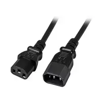EFB-Elektronik ilginimo maitinimo laidas C14 180° - C13 180°, juodas, 3,0 m, 3 x 1,00 mm²