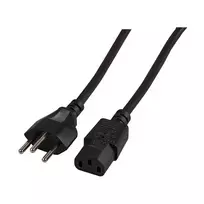 EFB-Elektronik maitinimo laidas Šveicarijos kištukas Type 12 - C13 180°, juodas, 2,0 m, 3 x 0,75 mm²