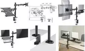 LogiLink BP0175 monitoriaus laikiklis su vieta nešiojamam kompiuteriui, skirtas 17-32 colių monitoriams (iki 9 kg) ir 10-15,6 colio nešiojamiesiems (iki 4 kg), plieninis, juodas