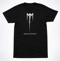 Marilyn Manson MM Simbolio Logotipo Juodi Marškinėliai, Industrial Goth Metal Grupės Marškinėliai (Unisex S-XXL, Medvilninis audinys, Koncertinis gatvės stilius) 4XL