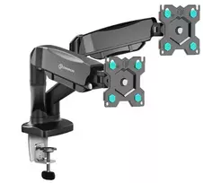 ONKRON G160-B monitorių laikiklis dviems ekranams, spaustuvas/įvorė, iki 32 colių (81,3 cm), 16 kg, VESA 75×75–100×100, juodas