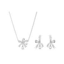 Swarovski Hyperbola Fashion Trend Set Bow Rhodium Plated Necklace Women's 5660118 balta