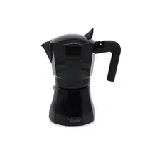Moka kavos virimo aparatas Maestro MR-1658-3 – aliumininis kavinukas viryklei, 3 puodeliai (0,15 L), juodas, su uždedamu dangteliu