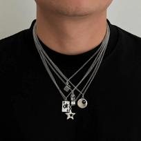 SHIXIN 5Pcs/Set Punk Playing Cards Pentagram Pendant Necklace for Men Hip Hop Geometric Dice Adjustable Choker Necklace Jewelry