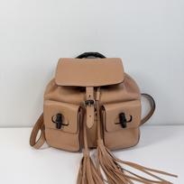 [Pre-Owned] Bamboo 1947 Nude Pink Leather Tassel Backpack Silver Hardware - Very Good #QAAHOP ONE SIZE