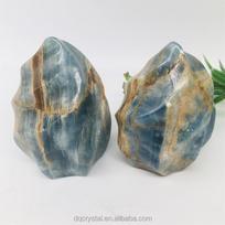 Wholesale Natural Crystal Blue Onyx Flame Polished Crystal Craft Blue Onyx Torch for Healing Decoration (Sky Blue,free size) dangaus mėlyna spalva