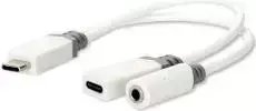 Nedis USB-C™ adapteris | USB 2.0 | USB-C™ kištukas – USB-C™ lizdas / 3,5 mm lizdas | 0,10 m | Apvalus | Auksuotas | PVC | Baltas | Dėžutė