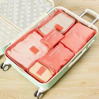 6pcs/Set Travel Storage Bags Luggage Compartment Classified Storage Bag Underwear Socks Travel Bag Clothing Foldable Storage Bag raudona